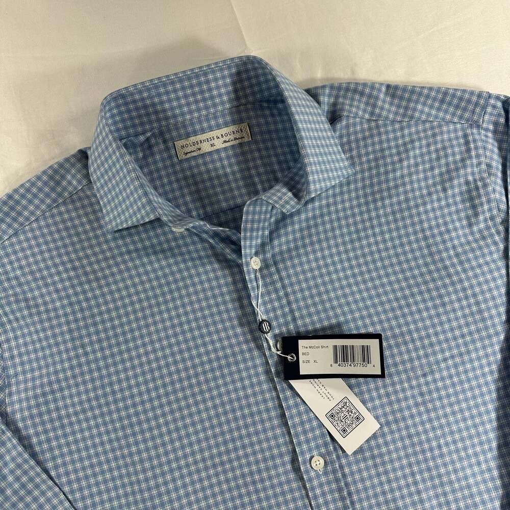 Holderness & Bourne The McColl Shirt Blue Plaid Size XL Signature Fit
